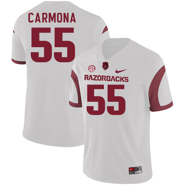 Men #55 Fernando Carmona Arkansas Razorbacks College Football Jerseys Stitched-White